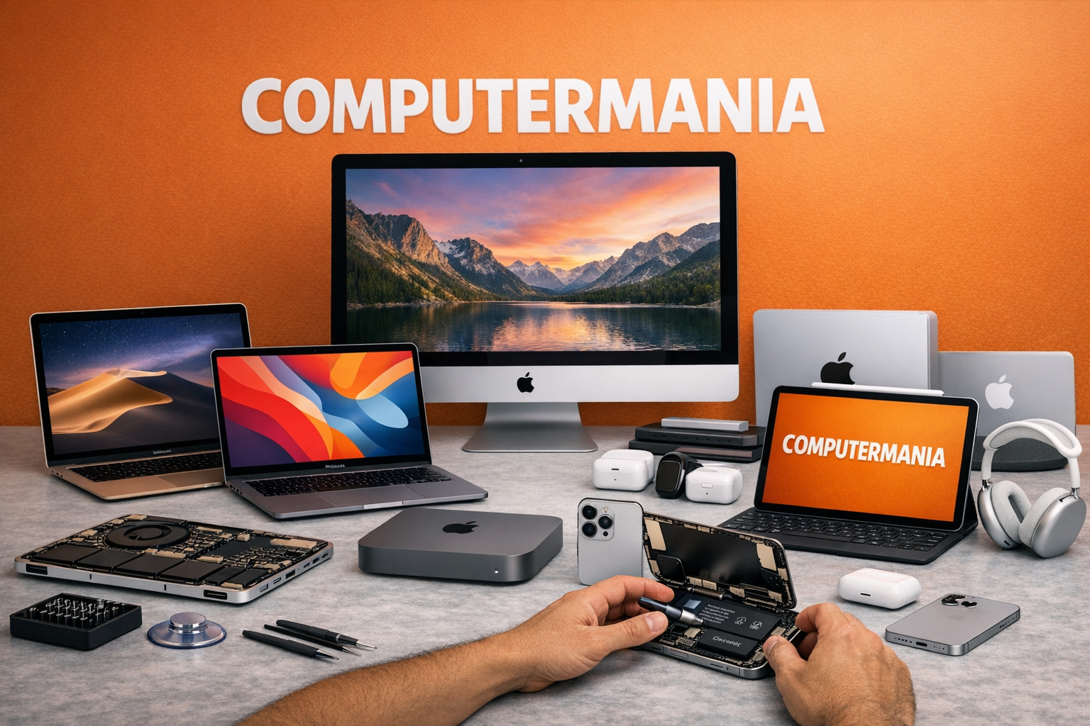 Técnico especializado reparando dispositivo Apple